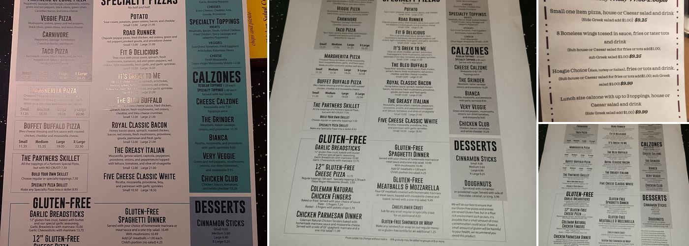 Partners II Pizza At Summer Grove Menu