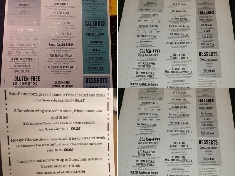 Partners II Pizza At Summer Grove Menu