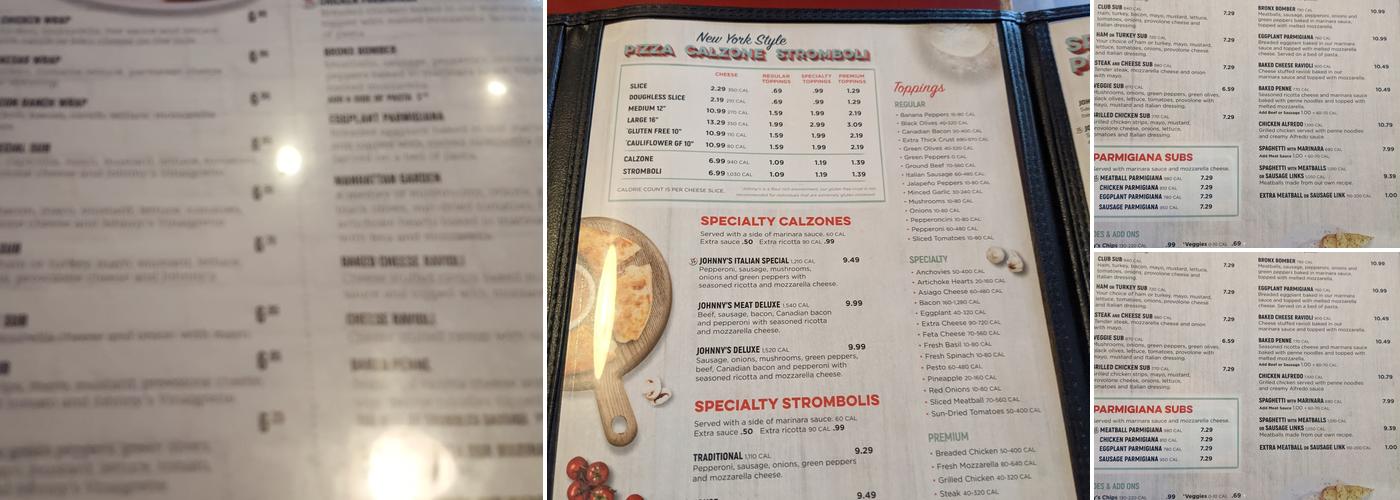 Johnny's New York Style Pizza Menu