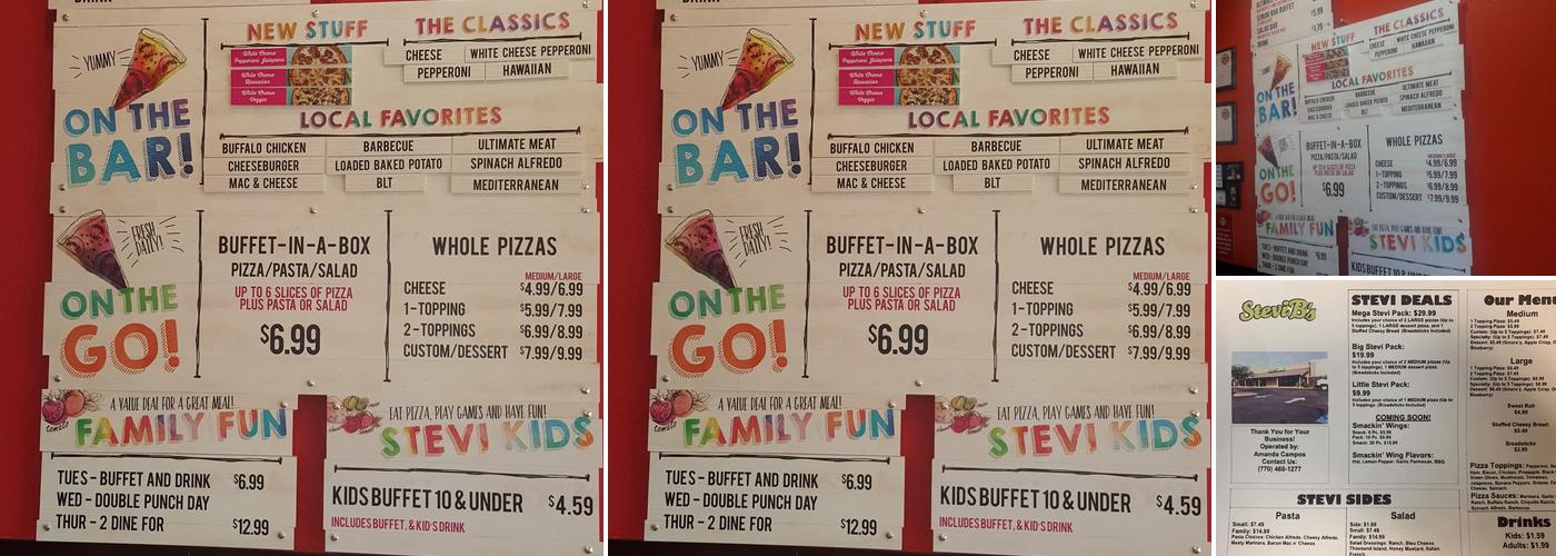 Stevi B's Pizza Buffet Menu