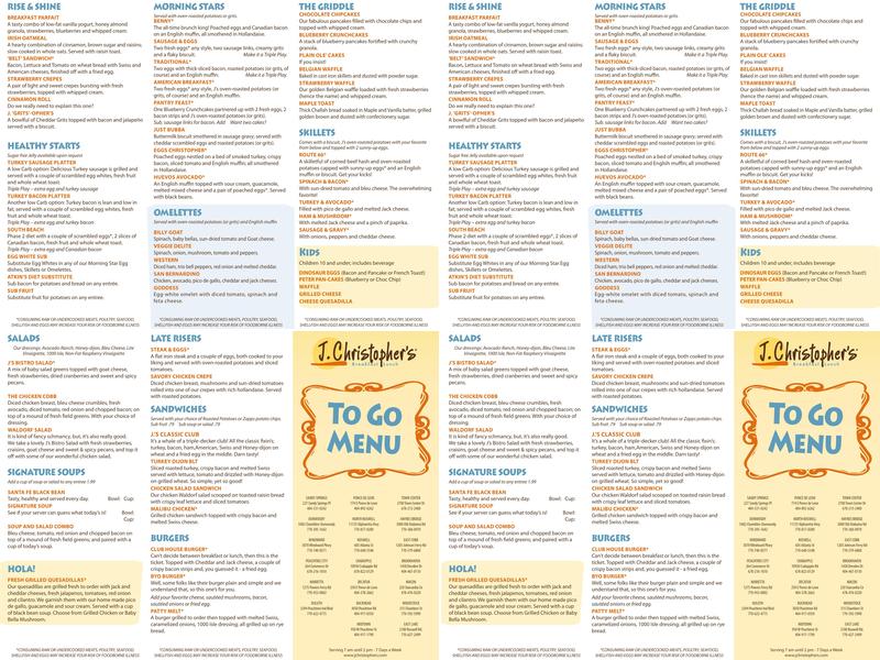 J. Christopher's Menu