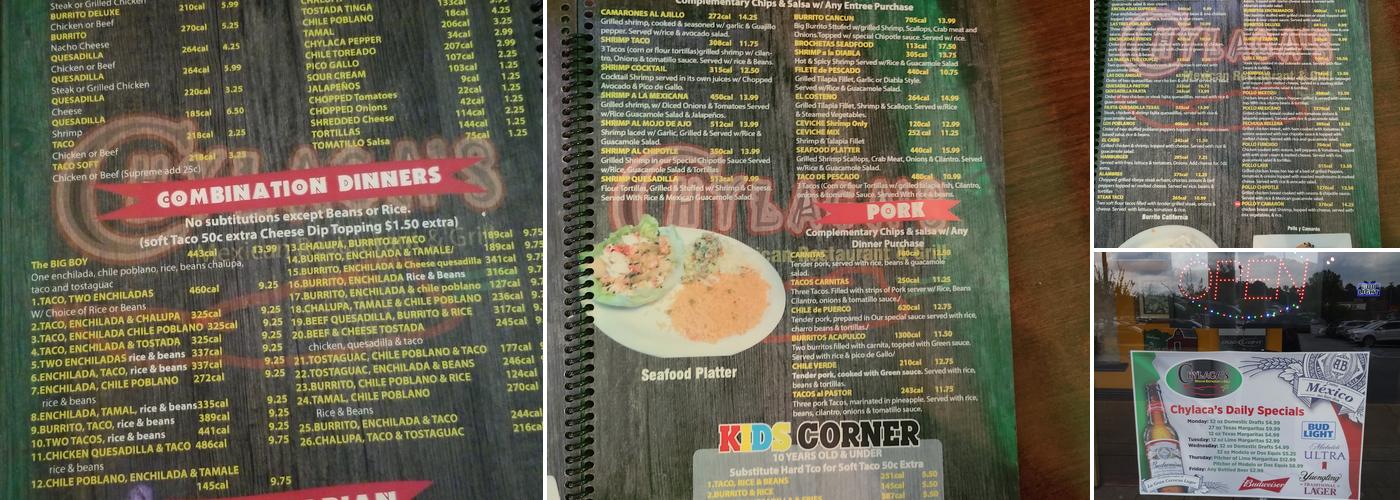 Chylaca's Menu