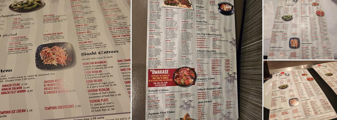 Mr. Fuji Steakhouse and Sushi Menu