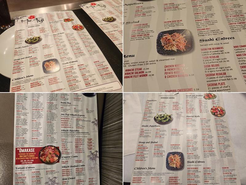 Mr. Fuji Steakhouse and Sushi Menu