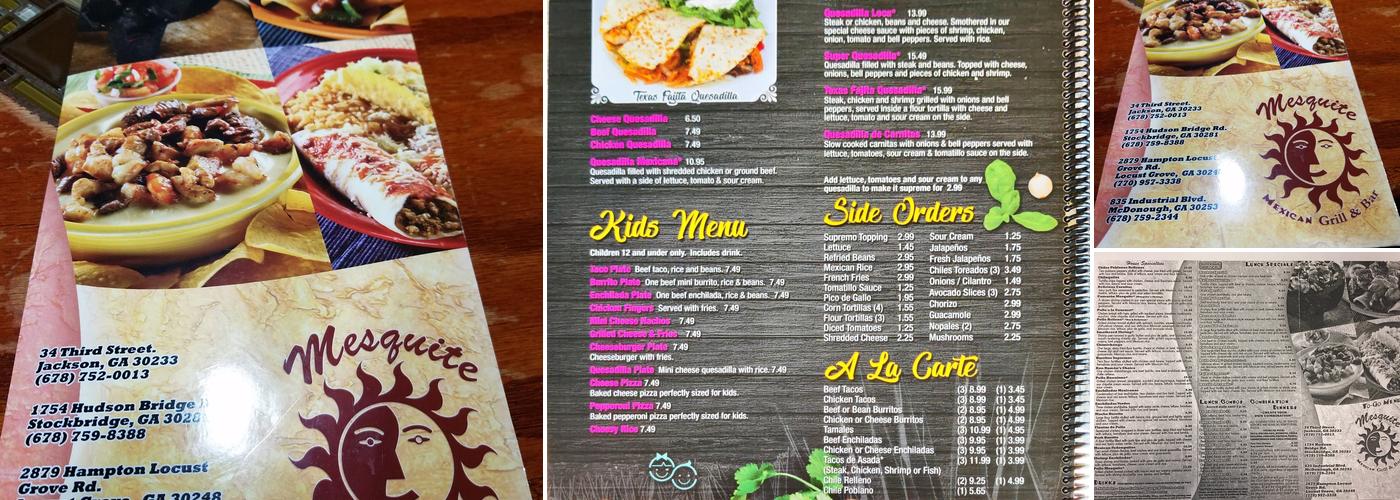 Mesquite Mexican Grill & Bar Menu