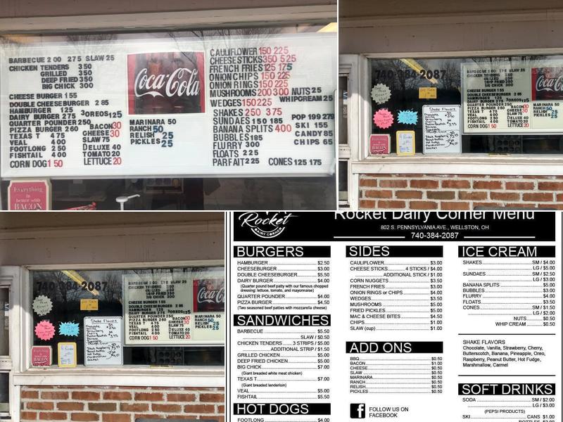 Rocket Dairy Corner Menu