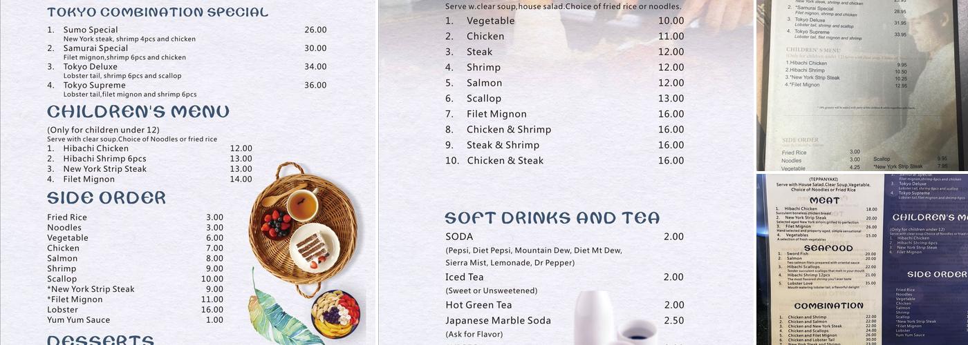 Tokyo Steak House Menu