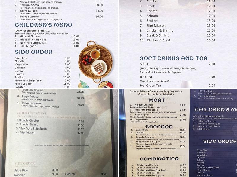 Tokyo Steak House Menu