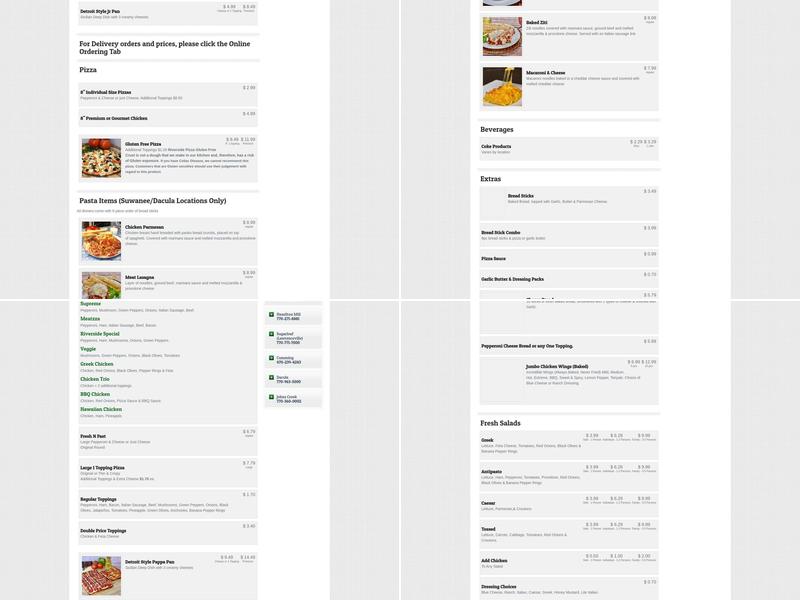 Riverside Pizza Menu
