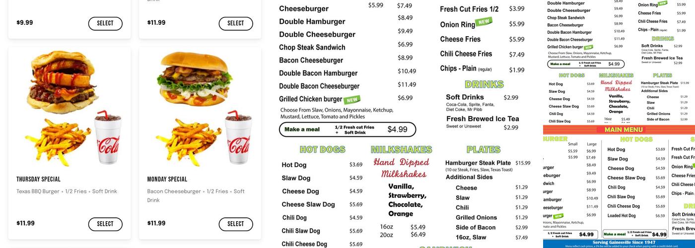 Collegiate Grill Menu