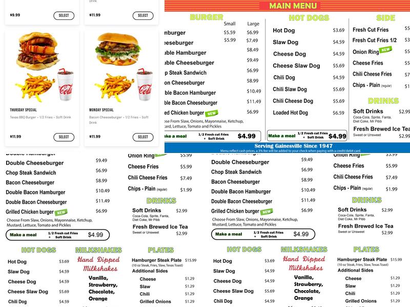 Collegiate Grill Menu