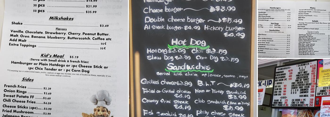 Burger & Shake III Menu