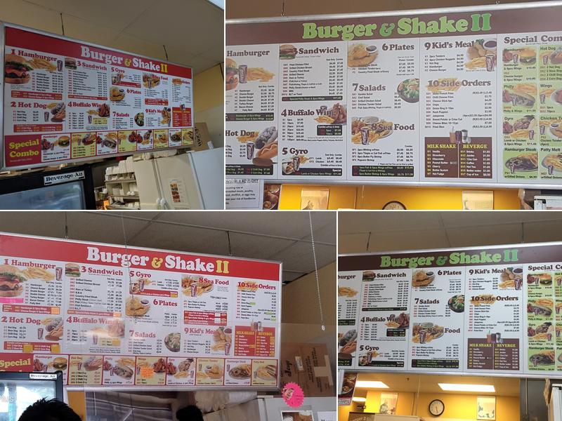 Burger & Shake Menu
