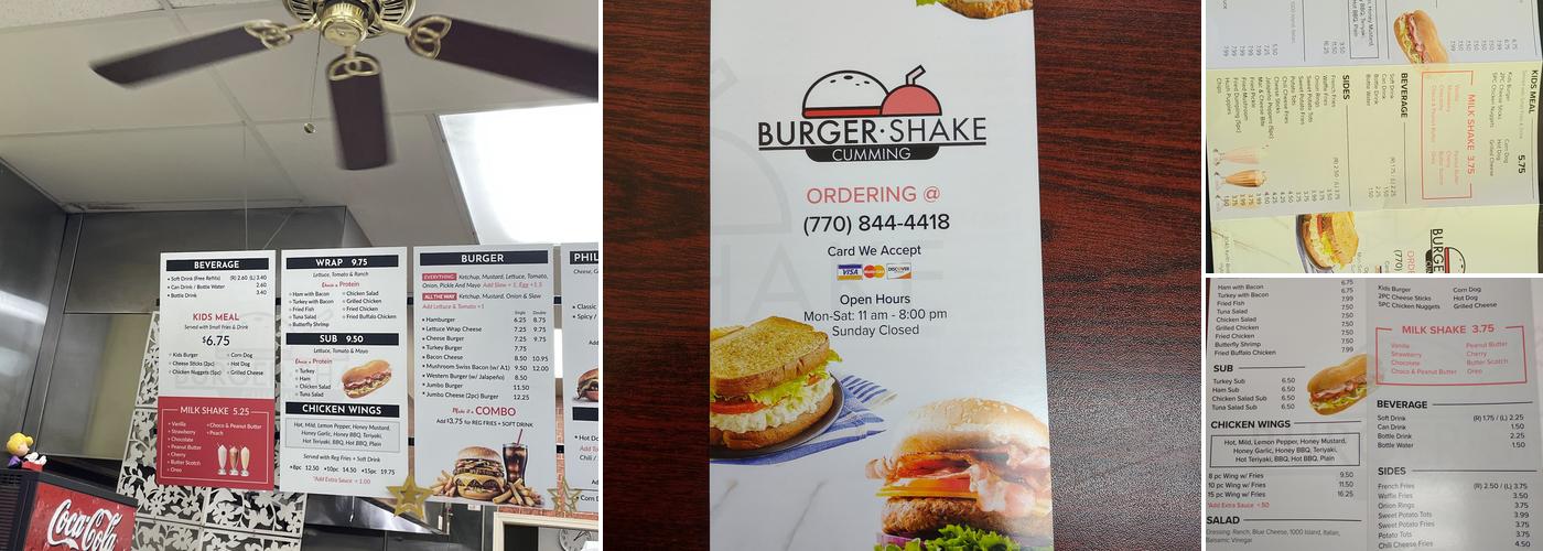 Burger & Shake Menu