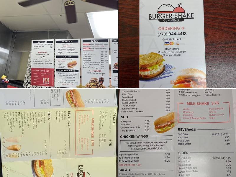 Burger & Shake Menu