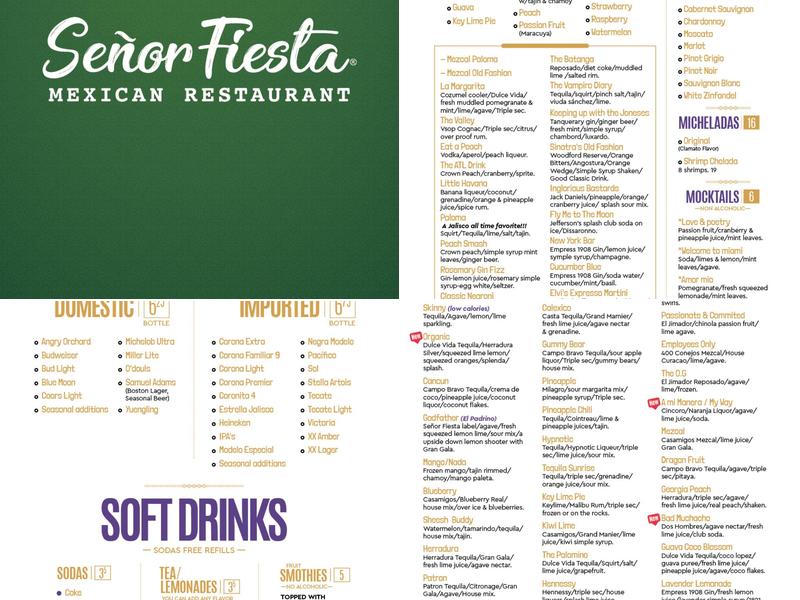 Señor Fiesta Menu
