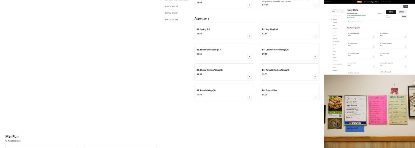 Happy China Menu