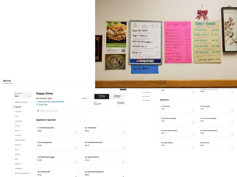 Happy China Menu