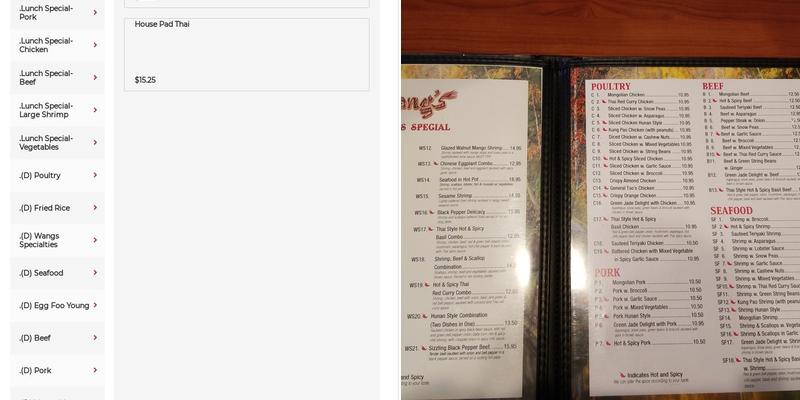 Wang's Chinese Restaurant Menu