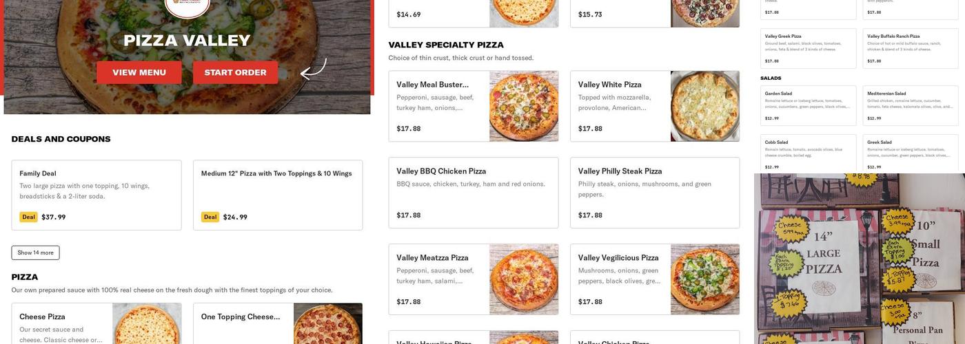 Pizza Valley Menu