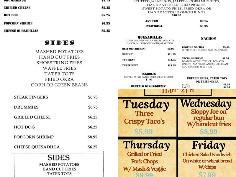 The Barn Menu