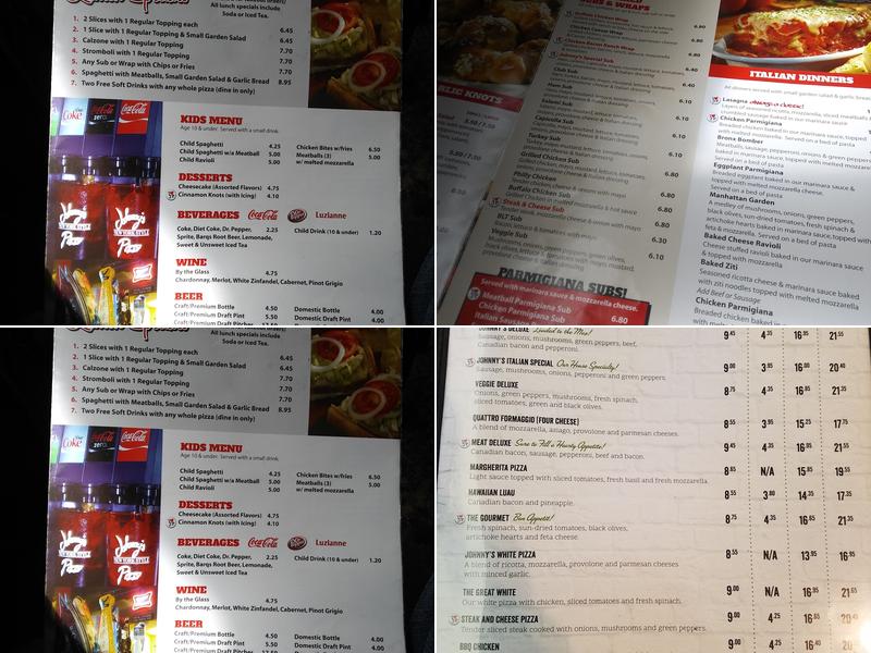 Johnny's New York Style Pizza Menu