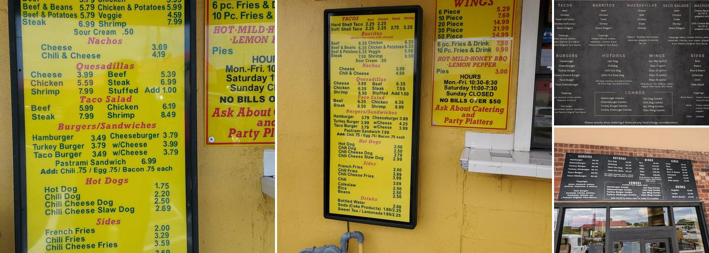 Taco Pete Menu