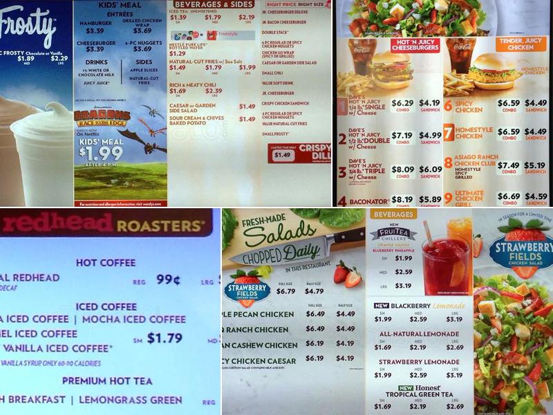 Wendy's Menu