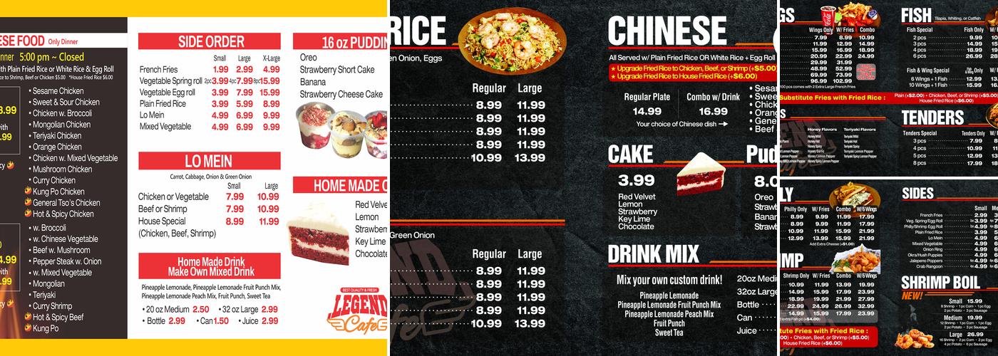 Legend Cafe Menu