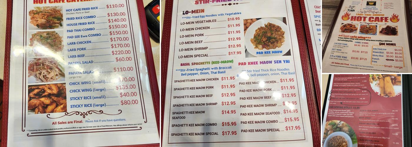 Hot Cafe Menu