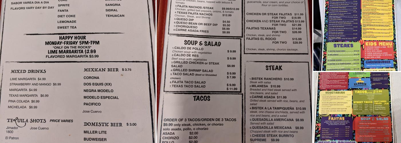 El Rocio Menu