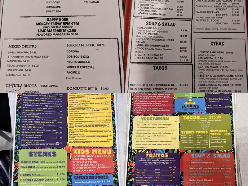 El Rocio Menu