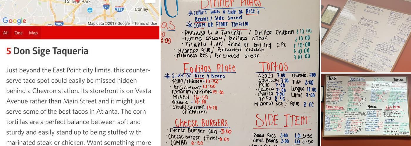 Don Sige Taqueria #1 Menu