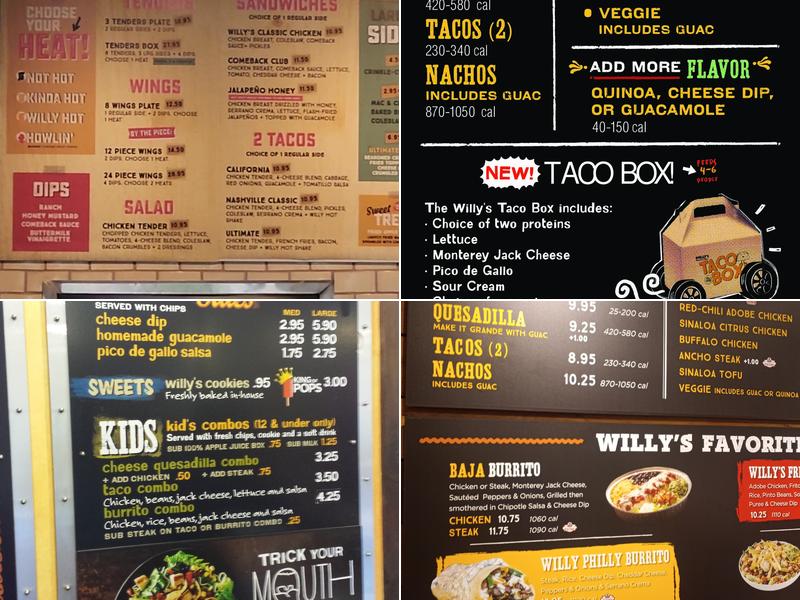 Willy's Mexicana Grill & Howlin' Willy's Menu