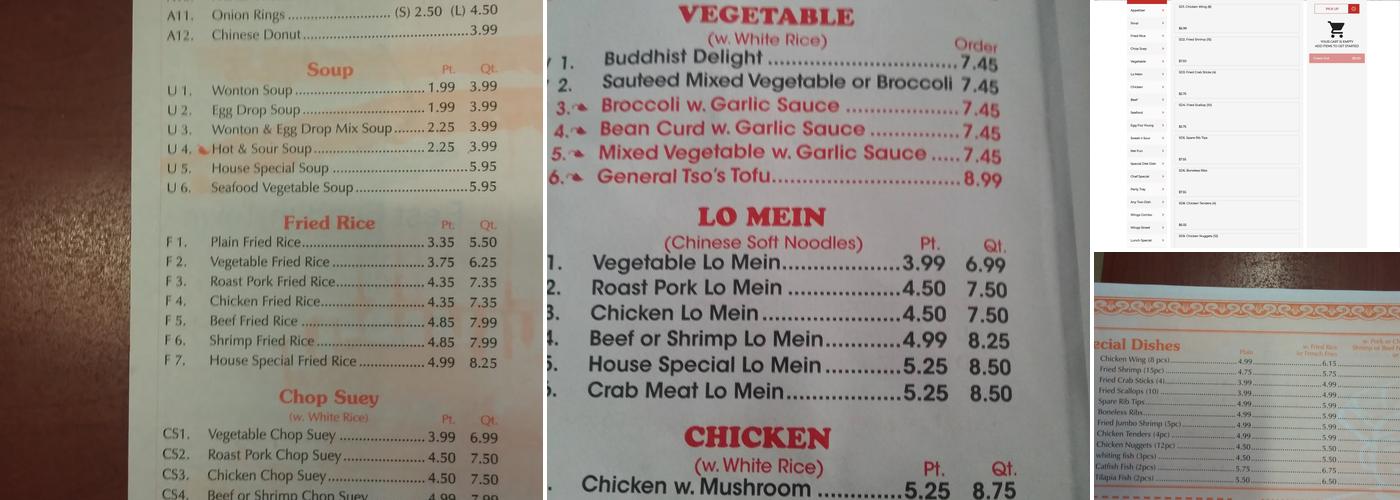 China One Menu