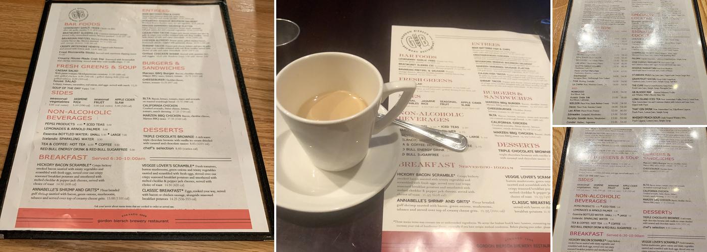 Gordon Biersch Menu