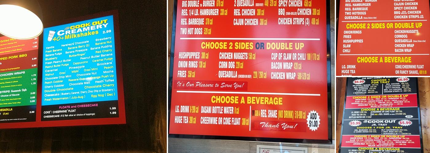 Cook Out Menu