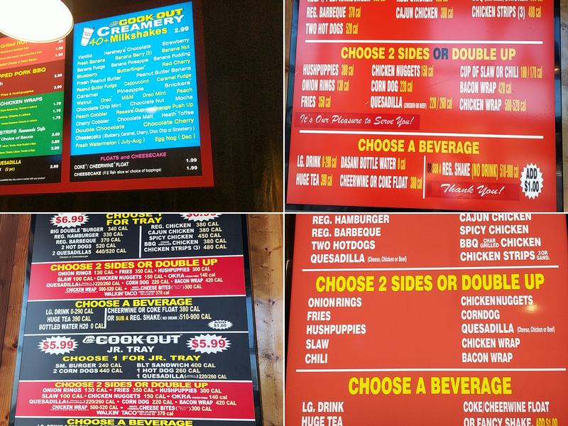 Cook Out Menu