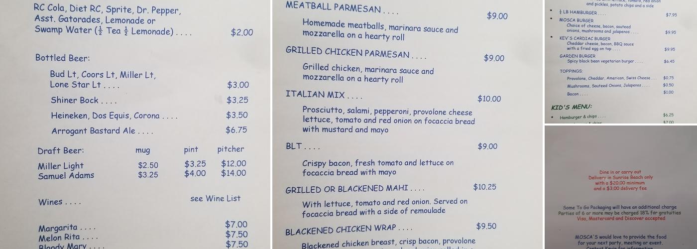 Mosca's Menu