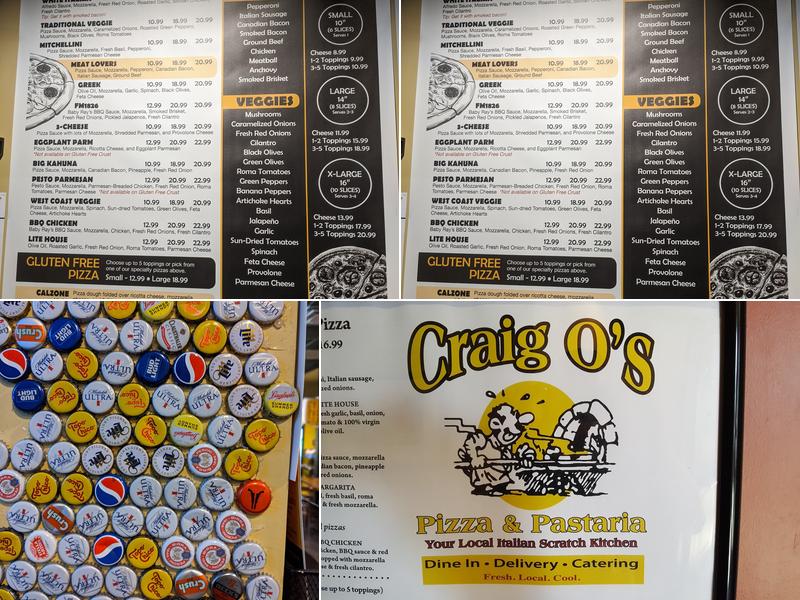 CraigO's Lakeway Menu