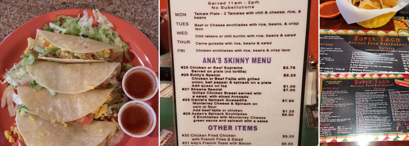 Super Taco Menu
