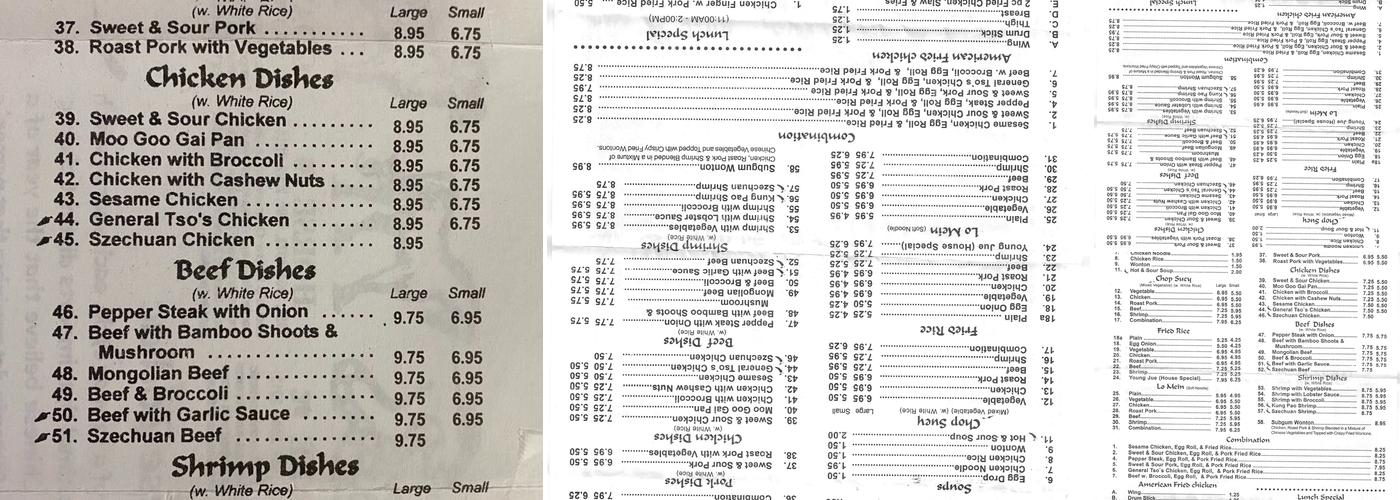 Won-Ton Menu