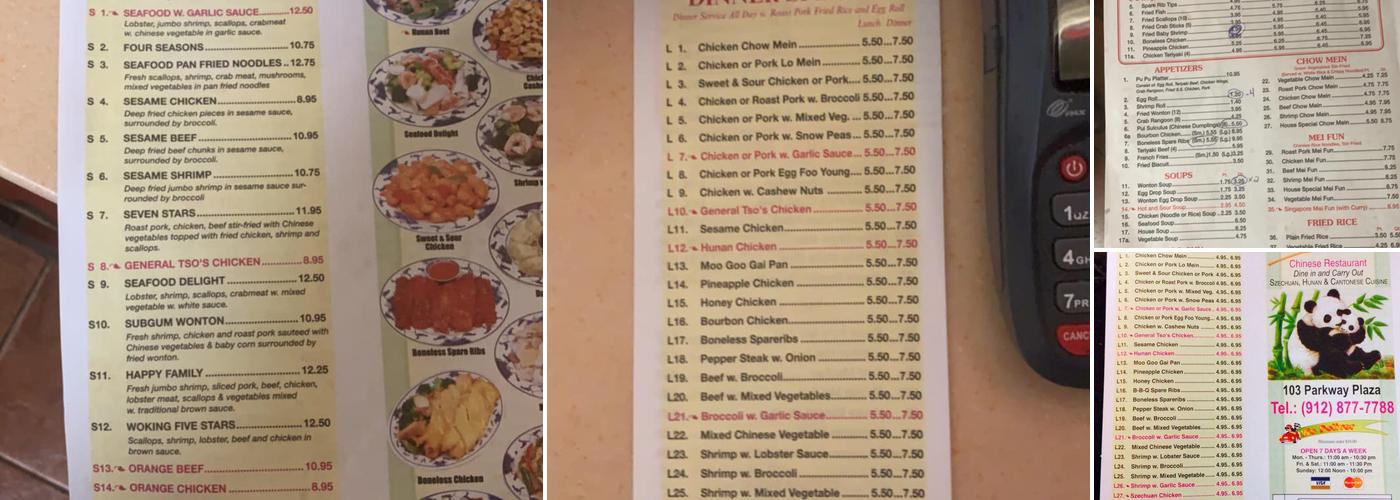 Orient Express Menu
