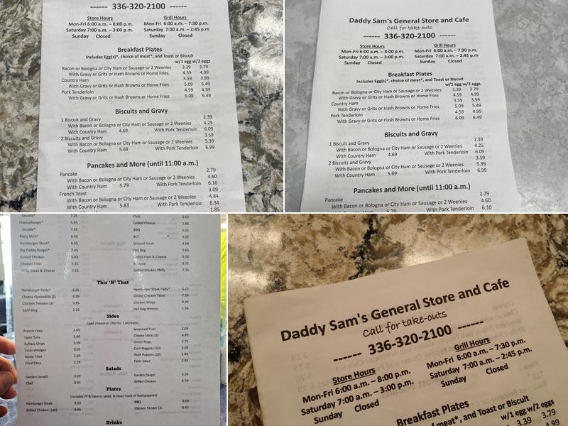 Daddy Sams Menu