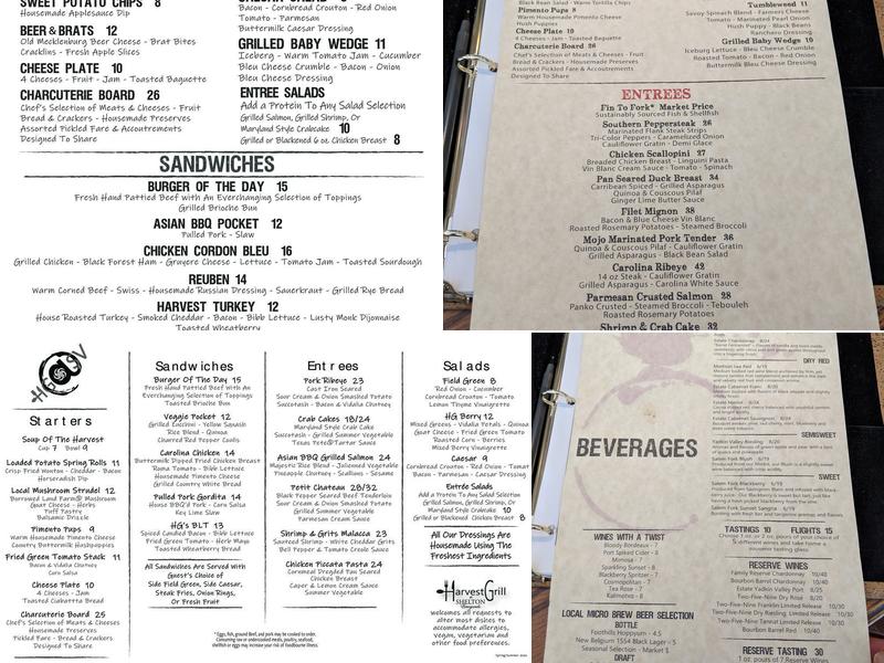 Harvest Grill Menu