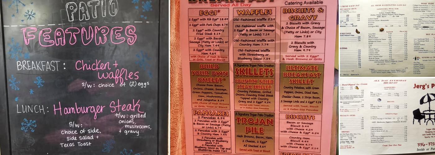 Trojan Patio Menu
