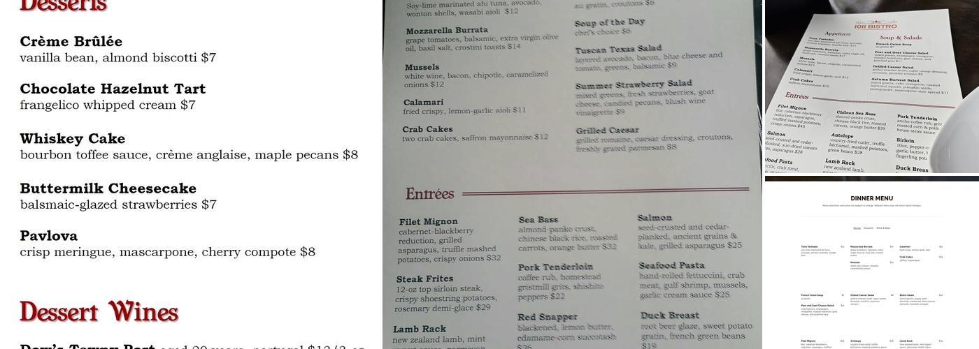 1011 Bistro Menu