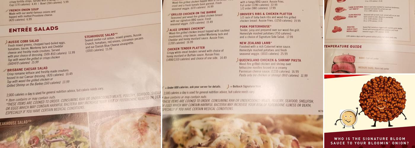Outback Steakhouse Menu