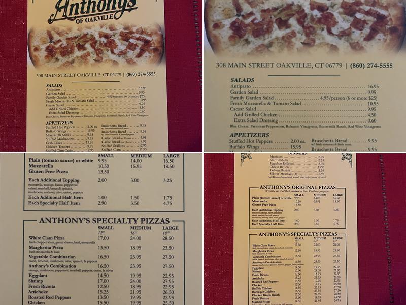 Anthony's Menu