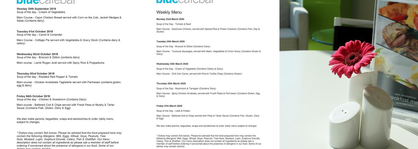 Blue Cafe Bar Menu